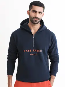 RARE RABBIT Men Lorall Typograohy Printed Hooded Sweatshirt