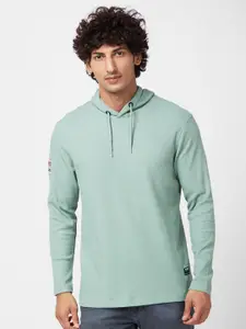 SPYKAR Self Design Hooded Slim Fit T-shirt