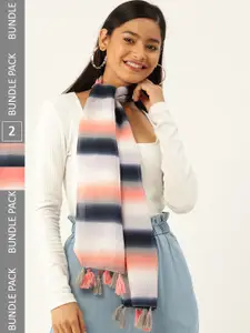 Trend Arrest Pack Of 2 Striped Scarves