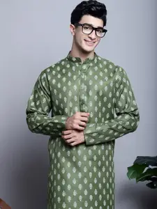 Jompers Ethnic Motifs Printed Mandarin Collar Straight Kurta