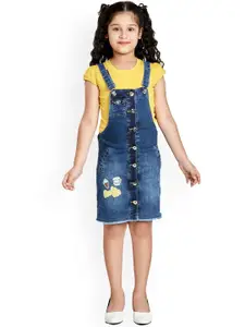 Peppermint Girls Pure Cotton Dungarees With Cap Sleeve Top
