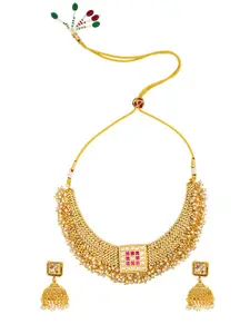 Shining Jewel - By Shivansh Gold-Plated Necklace Set