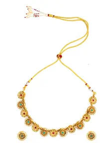 Shining Jewel - By Shivansh Gold-Plated Necklace Set