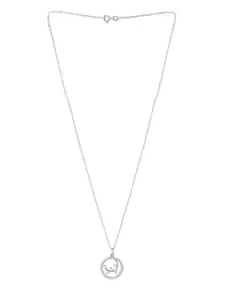 March by FableStreet Rhodium-Plated CZ-Studded Pendant With Chain