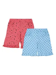 BAESD Girls Pack Of 2 Conversational Printed Pure Cotton Shorts