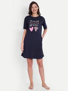 Bedtime story Graphic Printed Pure Cotton T-shirt Nightdress
