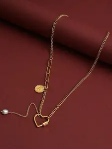 Krelin Gold-Plated Heart Shaped Pearl Pendant Chain