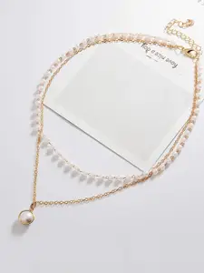 Krelin Gold-Plated Double Layer Pearl Pendant Chains