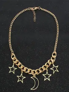 Krelin Gold-Plated Stars & Moon Dangling Chunky Pendant Necklace