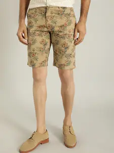 Indian Terrain Men Mid-Rise Floral Printed Pure Cotton Shorts