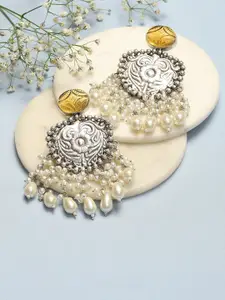 Biba Silver-Plated Contemporary Oxidised Drop Earrings