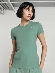 Puma HER Structured Self Design Crew Neck Cotton T-shirt