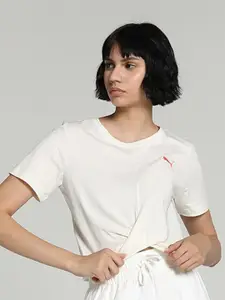 Puma Ess Logo Printed Cotton Skimmer Tee