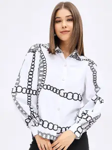Harpa Geometric Printed Premium Regular Fit Cuffed Sleeves Opaque Printed Casual Shirt