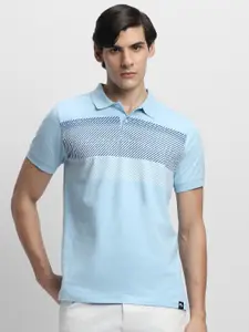 Dennis Lingo Geometric Printed Polo Collar Pure Cotton T-shirt
