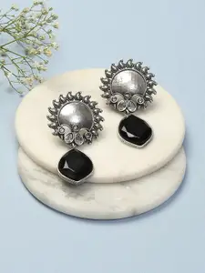 Biba Silver Plated Contemporary Stone Studded Drop Earrings