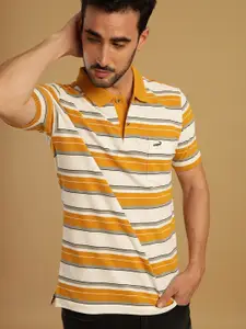 Crocodile Striped Polo Collar Cotton T-shirt
