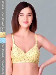 Extoes Pack Of 2 Printed Full Coverage Lightly Padded Push-Up Bra With All Day Comfort