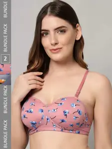 Extoes Pack Of 2 Floral Printed Full Coverage Push-Up Bra With All Day Comfort