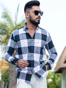 Tistabene New Checked Spread Collar Regular Fit Cotton Casual Shirt
