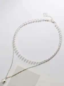 FIMBUL Silver-Plated Double Layer Pearl Pendant Chains