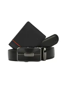 Pacific Gold Men Genuine Leather Belt & Wallet Accessory Gift Set