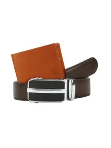 Pacific Gold Men Genuine Leather Belt and Bi-Fold Wallet Gift Set