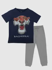 YK Disney Boys Lion King Printed Pure Cotton T-shirt With Trousers Clothing Set