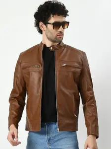 TBOJ Mandarin Collar Lightweight Anti Odour Leather Jacket