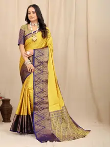 VILLAGIUS Woven Design Zari Silk Cotton Mysore Silk Saree