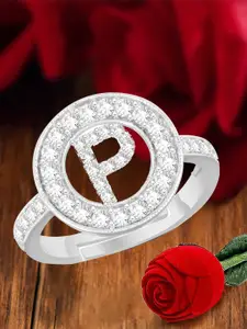 MEENAZ Silver-Plated CZ-Studded Ring