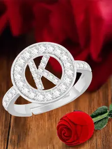 MEENAZ Silver-Plated CZ-Studded Ring