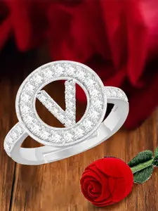 MEENAZ Silver-Plated CZ-Studded Ring