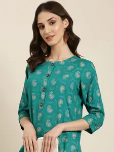 SHOWOFF Paisley Printed Round Neck Straight Kurta