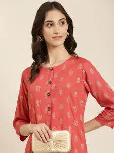 SHOWOFF Ethnic Motifs Printed Straight Kurta