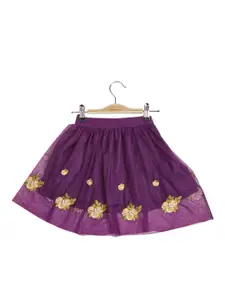 Peppermint Girls Embellished Floral Embroidered Flared Skirts