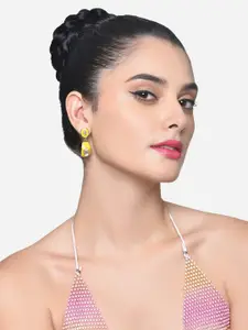 Zaveri Pearls Gold-Plated Contemporary Drop Earrings