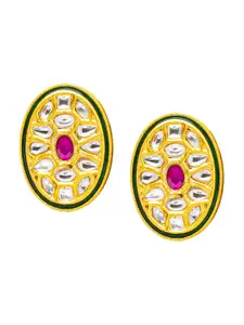 Shining Jewel - By Shivansh Gold-Plated Oval Studs Earrings