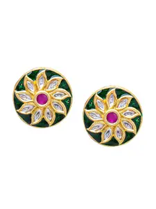 Shining Jewel - By Shivansh Gold Plated Flower Design Kundan Studded Studs Earrings