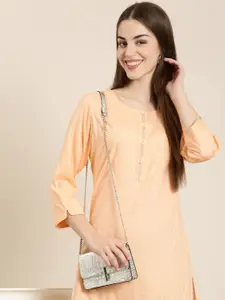 SHOWOFF Striped Embellished Straight Kurta