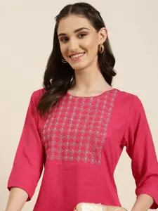 SHOWOFF Geometric Yoke Design Kurta