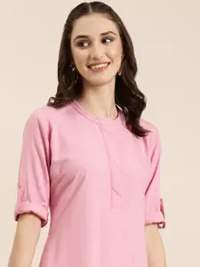 SHOWOFF Mandarin Collar A-Line Kurta