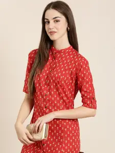 SHOWOFF Ethnic Motifs Printed Mandarin Collar Kurta