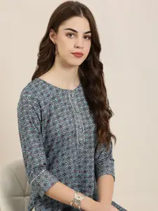 SHOWOFF Ethnic Motifs Printed Gotta Patti Kurta