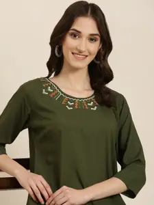 SHOWOFF Round Neck Straight Kurta