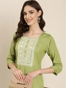 SHOWOFF Ethnic Motifs Embroidered Thread Work Kurta