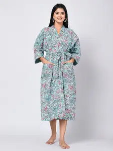 SHOOLIN Floral Printed Pure Cotton Wrap Nightdress