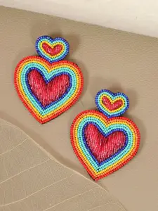 Crunchy Fashion Beaded Heart Shaped Drop Earrings