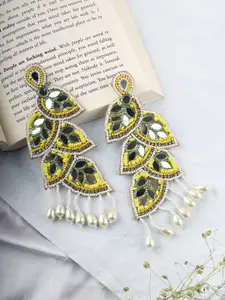 Crunchy Fashion Beaded Leaf Shaped Drop Earrings