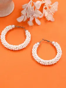 PRIVIU Pearls Silver-Plated Circular Hoop Earrings